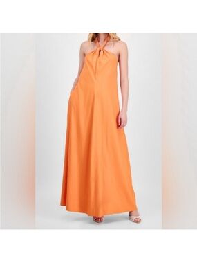 INC International Concepts Orange Halter Maxi Dress